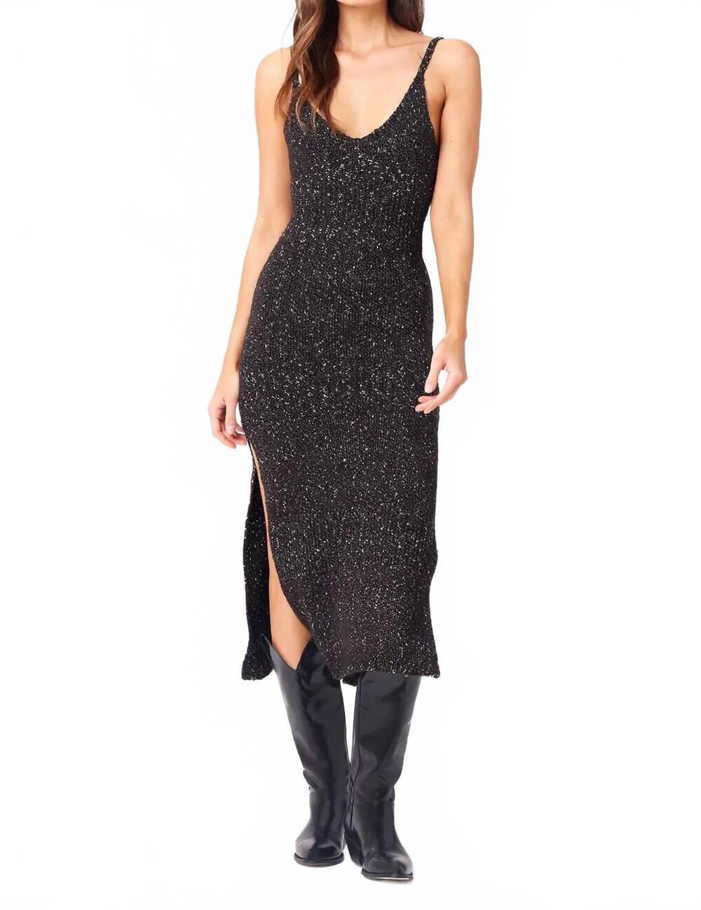 NEW SALTWATER LUXE eliza knit midi dress in black